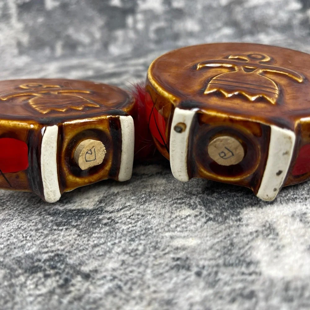 Vtg‎ Native American Chief & Brave Salt & Pepper Shaker Set Ceramic Kitsch